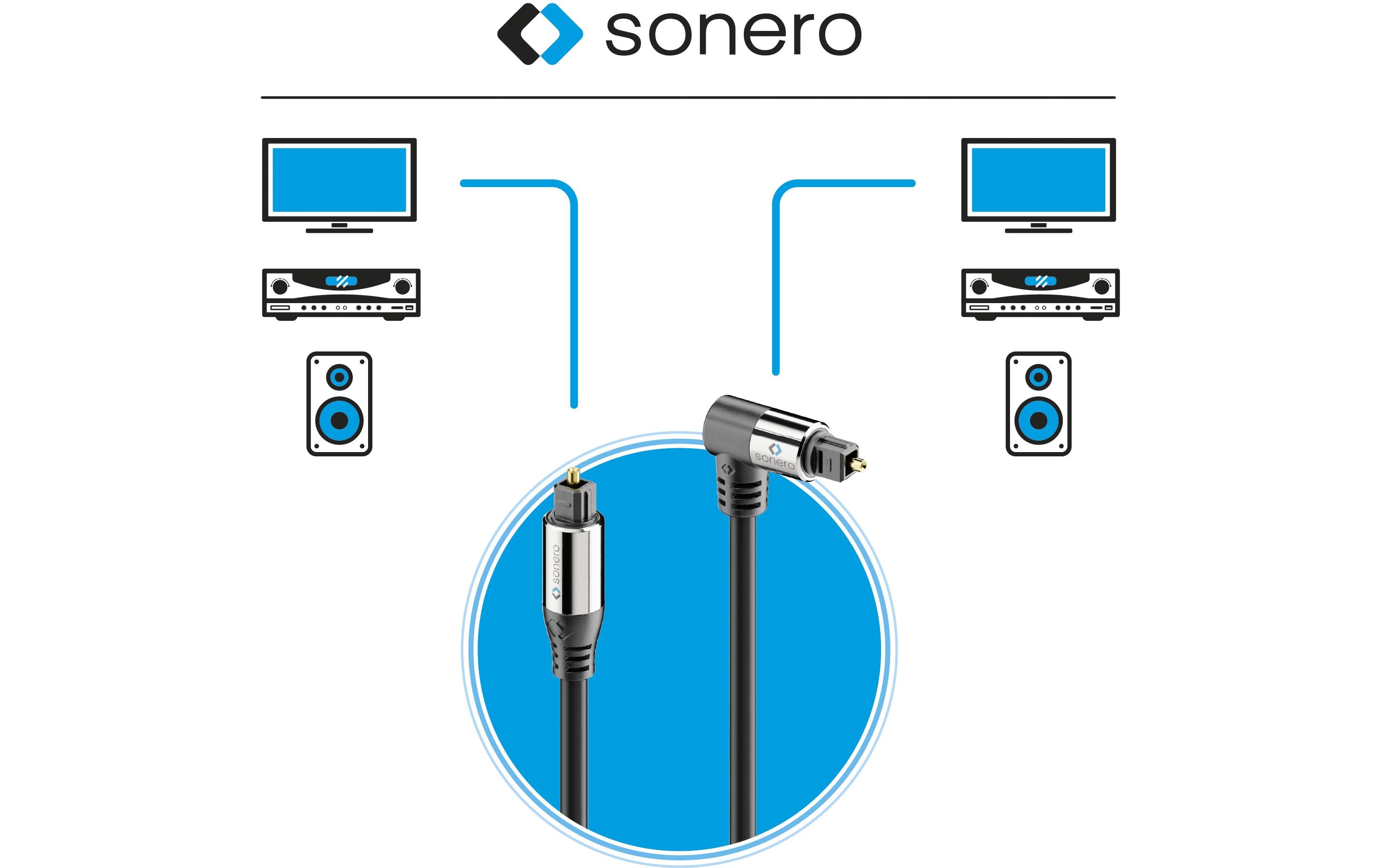 Audio-Kabel Toslink - Toslink 1 mOptisches Toslink-Kabel mit einem abgewinkelten Stecker