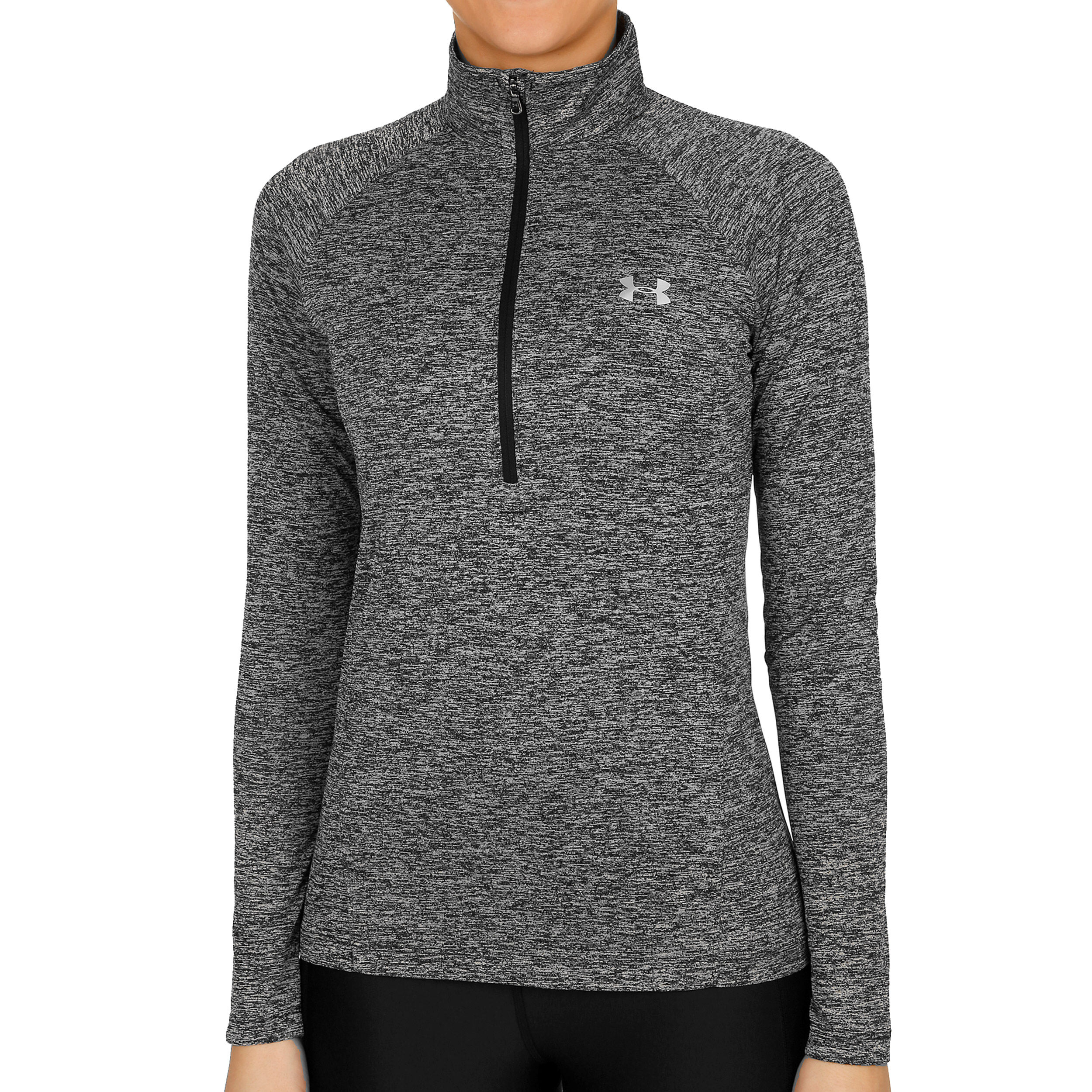 Under Armour Tech Twist 1/2 Zip Haut Manches Longues Femmes - Noir , Argent