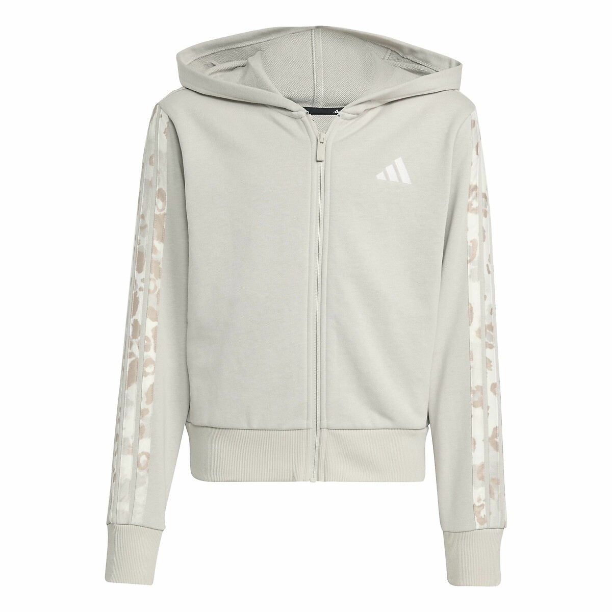 ADIDAS ROUPAS ESPORTIVAS<br>Moletom de corte reto com zíper e detalhes em estampa de leopardo
