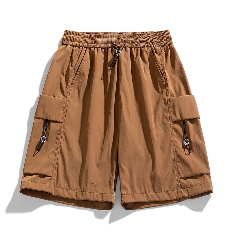 Derbundy - Mid Rise Plain Cargo Shorts