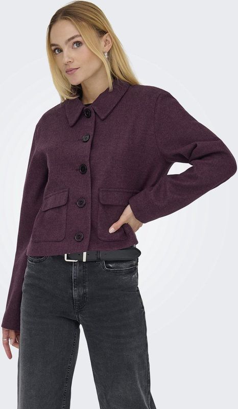 JDY - Tussenjas - Gemeleerd - Polyester - Puntkraag - Lange Mouwen