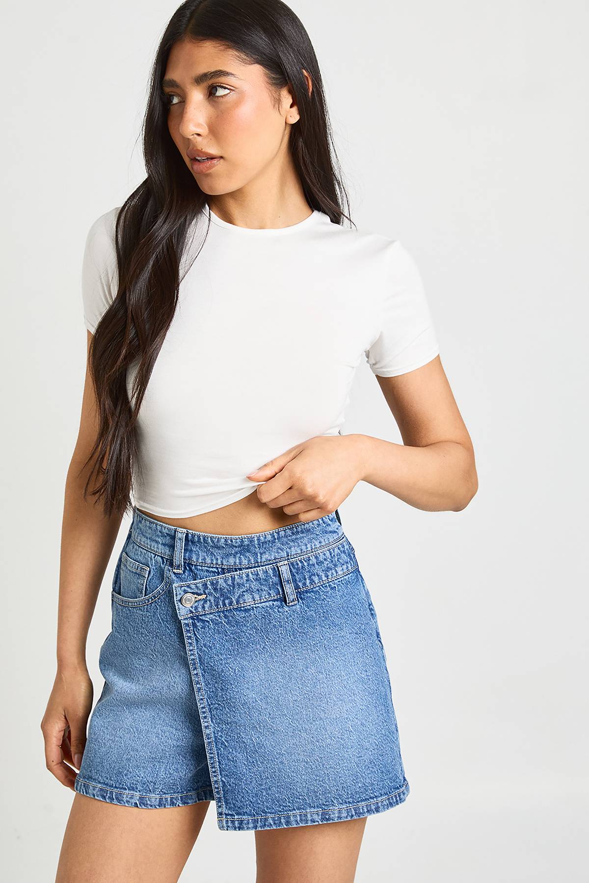 boohoo Jupe-short En Jean Pour Grandes Tailles