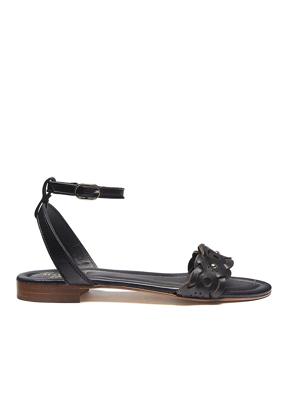 SANDALE BRIDE CHEVILLE CUIR NOIR