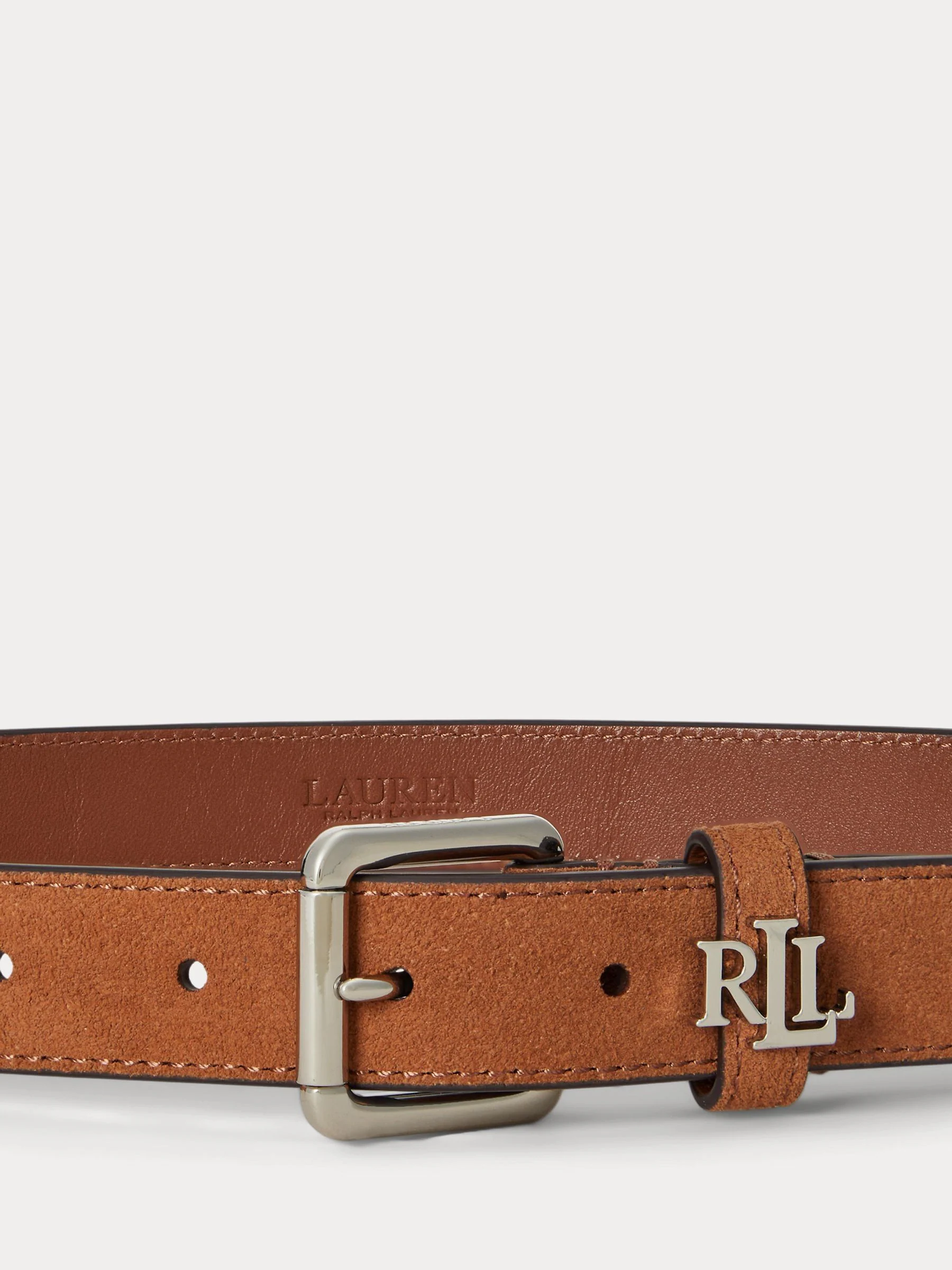 Lauren Tan - Lauren Ralph Lauren 2.5cm Skinny Logo-Keeper Leather Belt