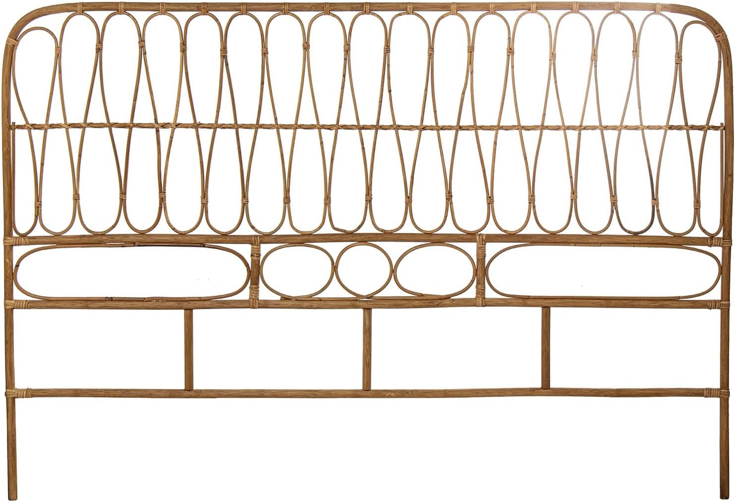 DRW Kopfteil aus Rattan, Natur, rechteckig, für Betten bis 160 cm, 160 x 2,5 x 111 cm