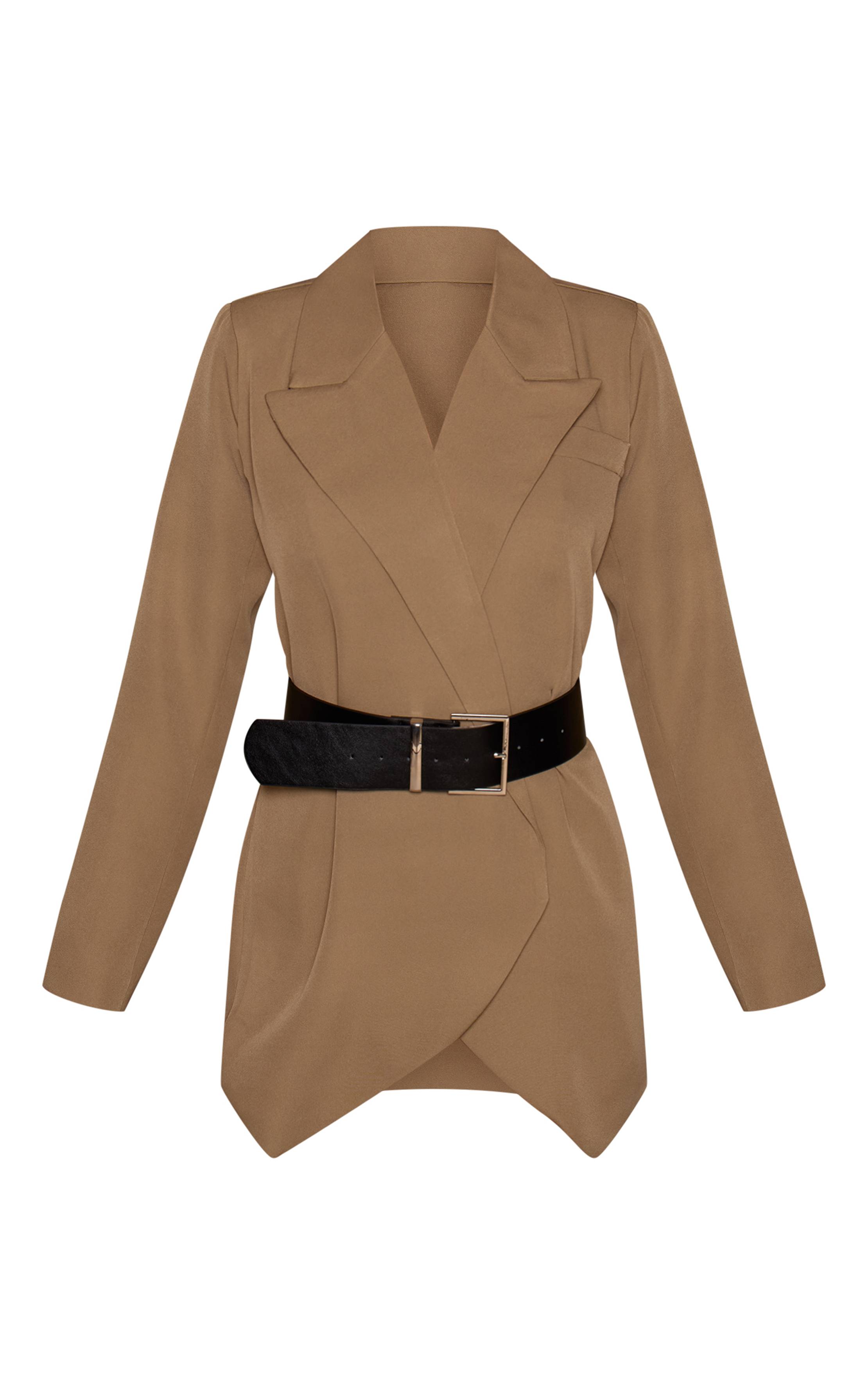 Kaki Robe Blazer Cache-cœur Avec Ceinture