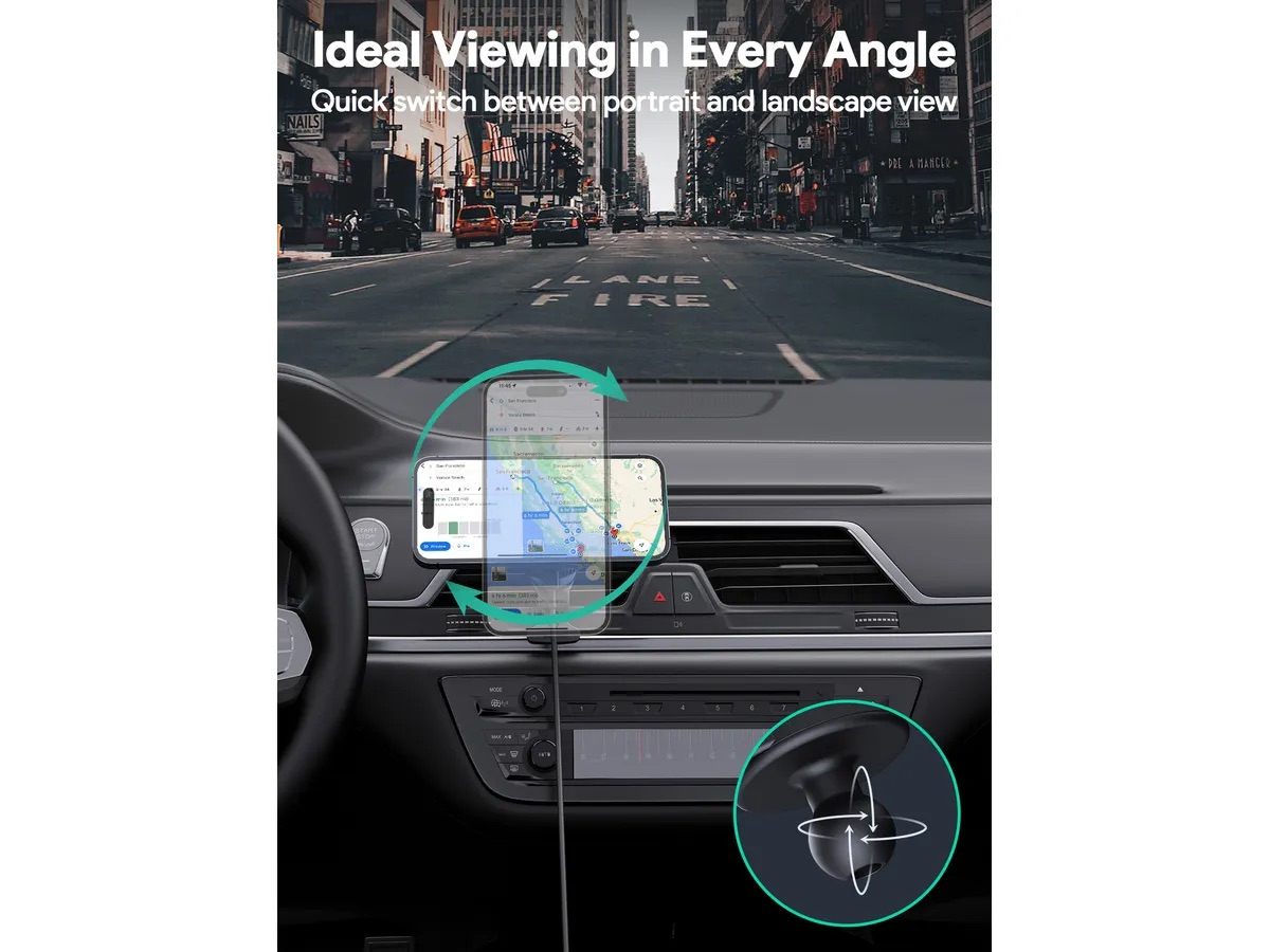 (15W) MagFusion MagSafe Auto KFZ Halterung für Lüftungsgitter Qi2 Wireless Fast Charging Ladestation (HD-MC13A) - Schwarz