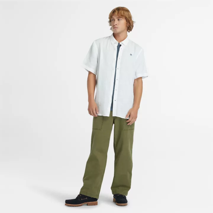 Chemise en lin Mill Brook pour homme en blanc