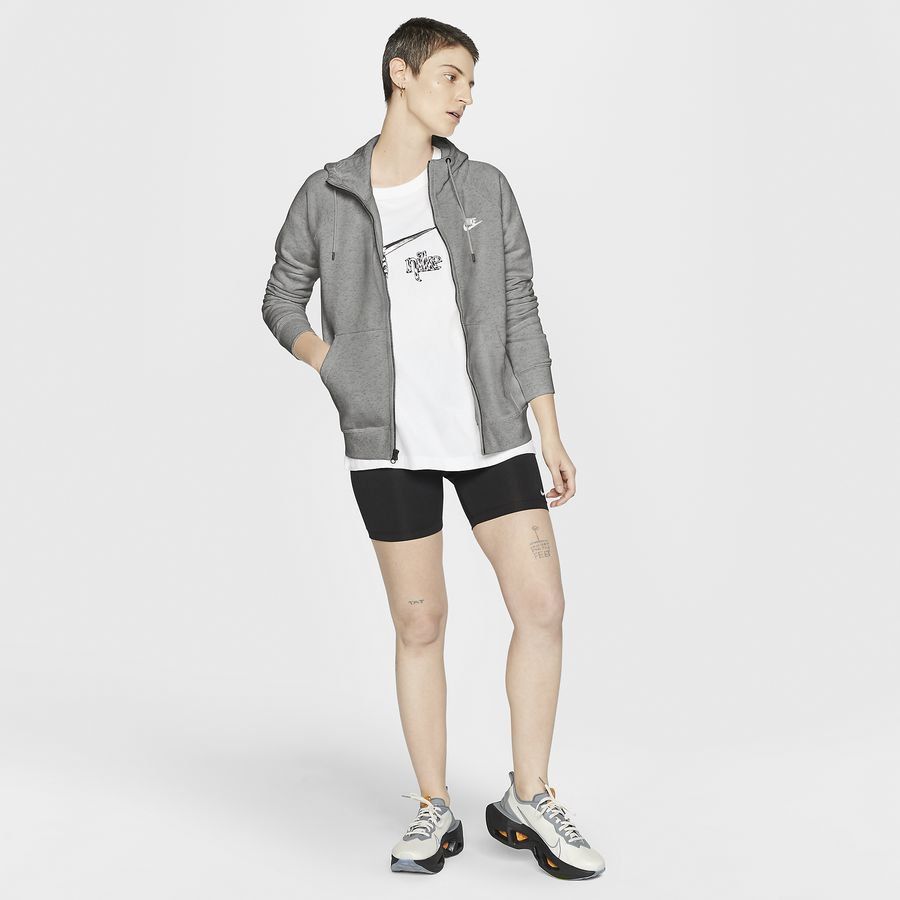 Nike Sweat à Capuche NSW Essential Fleece - Gris/Blanc Femme