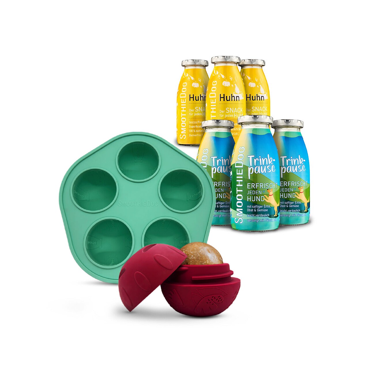 SmoothieDog Huhn 3x 250 ml + Trinkpause (Ente) 3x 250 ml + Schleckball