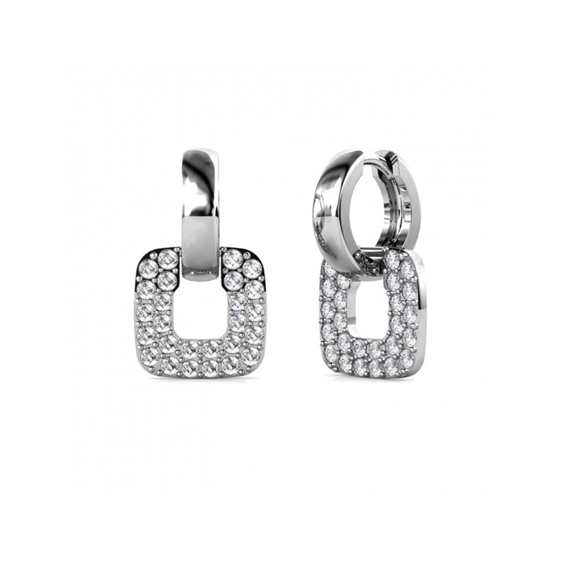 Boucles d'oreilles Classic Square - Argenté et Cristal
