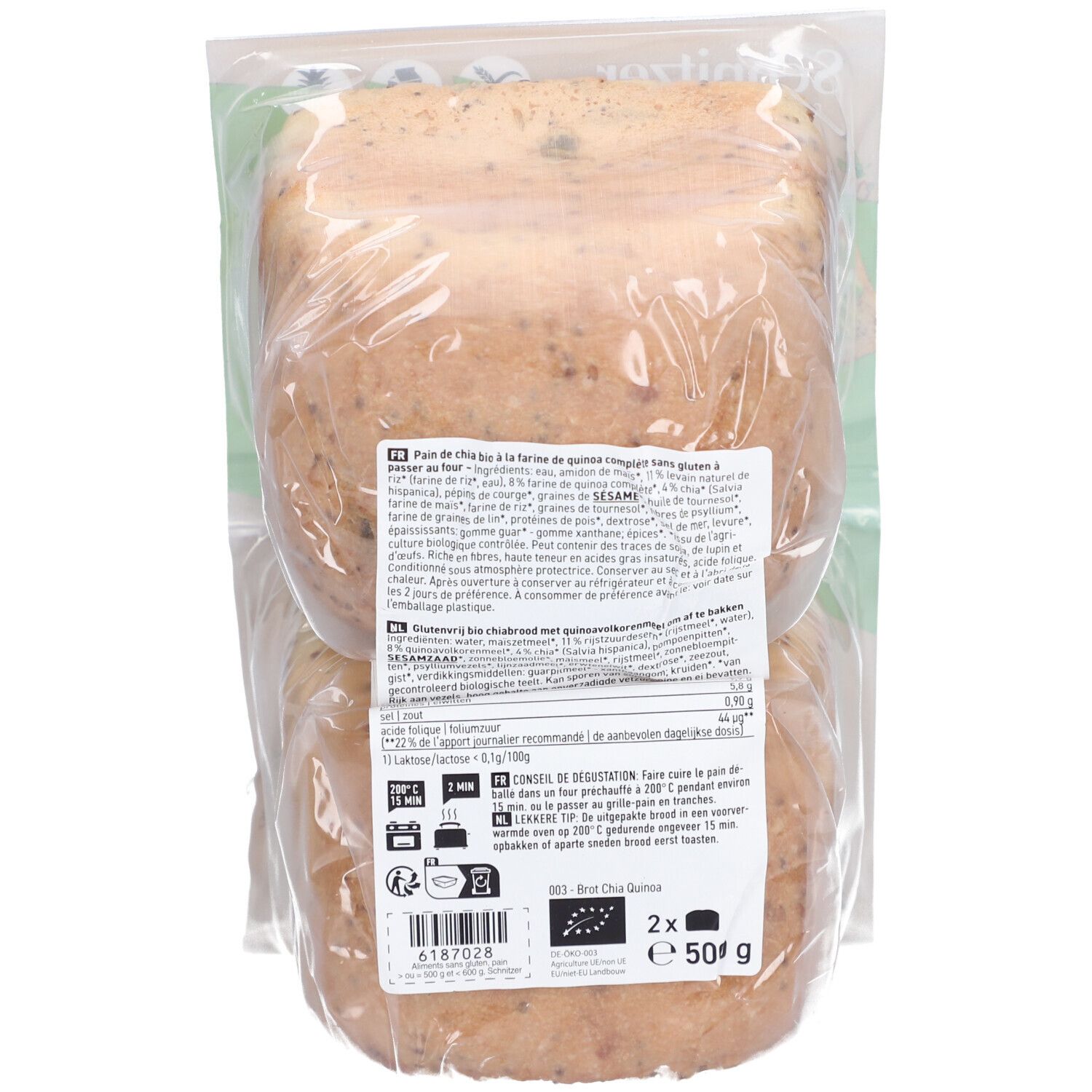Schnitzer Chia +Quinoa Brot BIO glutenfrei