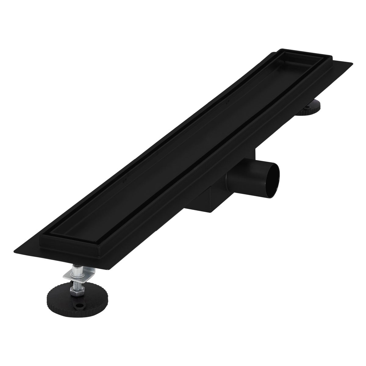 LuxeBath Doucheafvoer 60 cm 2-in-1, betegelbaar, extra vlak, RVS, zwart, dubbelzijdige vloerafvoer, complete vloerinbouwset, doucheafvoer, sifon met stankafsluiter, haarzeef, douchegoot