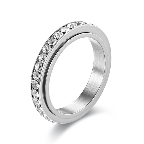 INF Ring med roterbare zirkonsteiner / antistressring Sølv 19 mm
