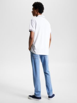Polo de corte regular com fita contrastante