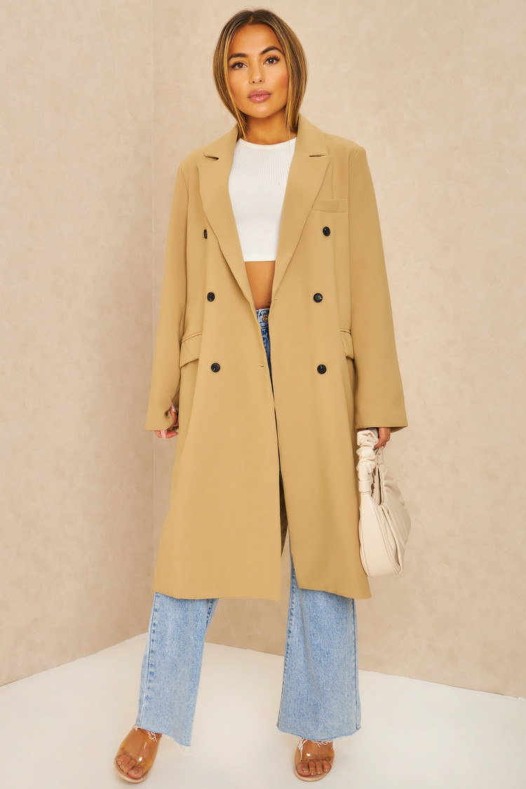 Manteau long beige foncé