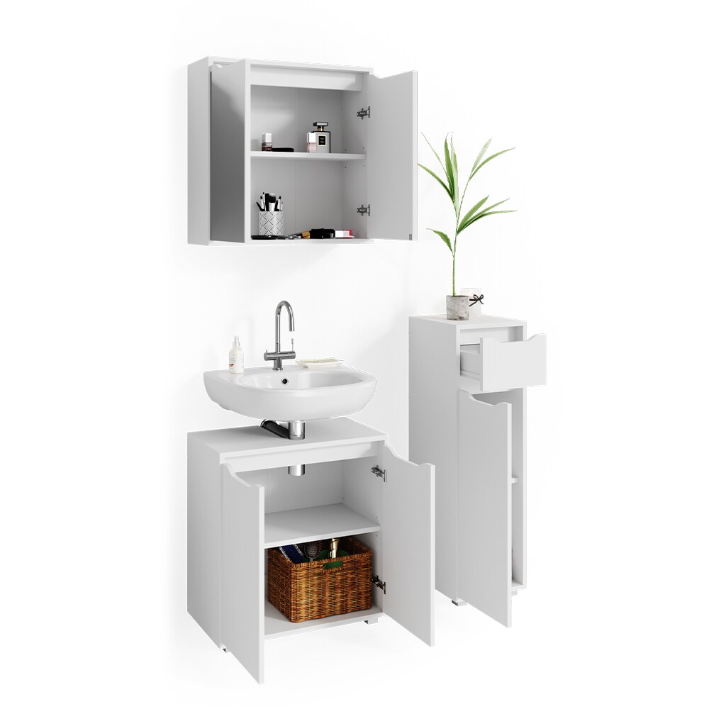 Vicco Badmöbel Set Badezimmermöbel Ruben Spiegelschrank Waschtisch Midischrank