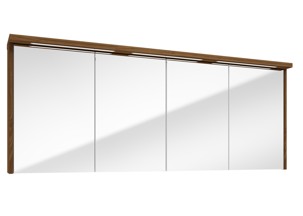Fontana Grado spiegelkast met verlichting 157cm 4 deuren walnoot