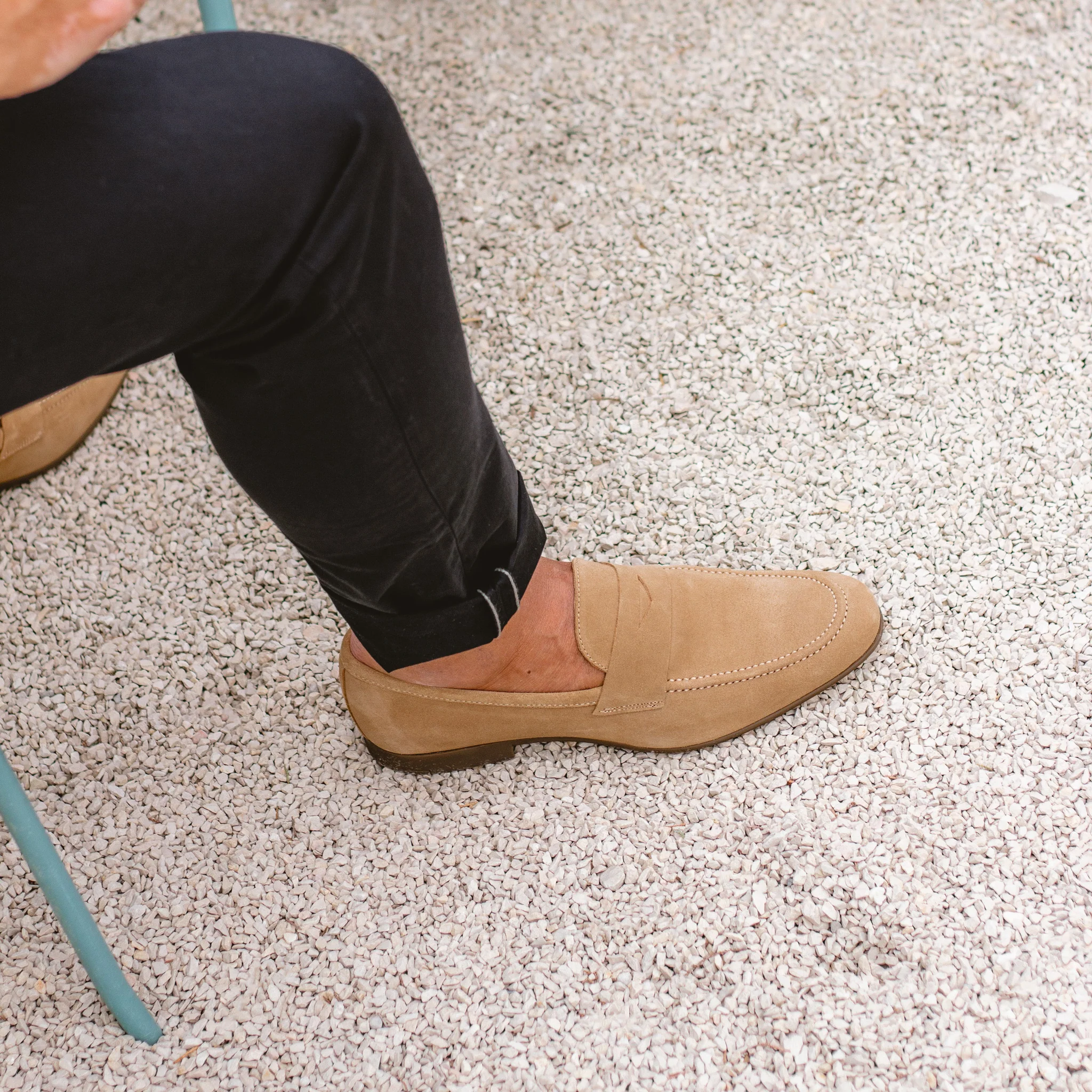 Marty-Mocassin en veau velours beige