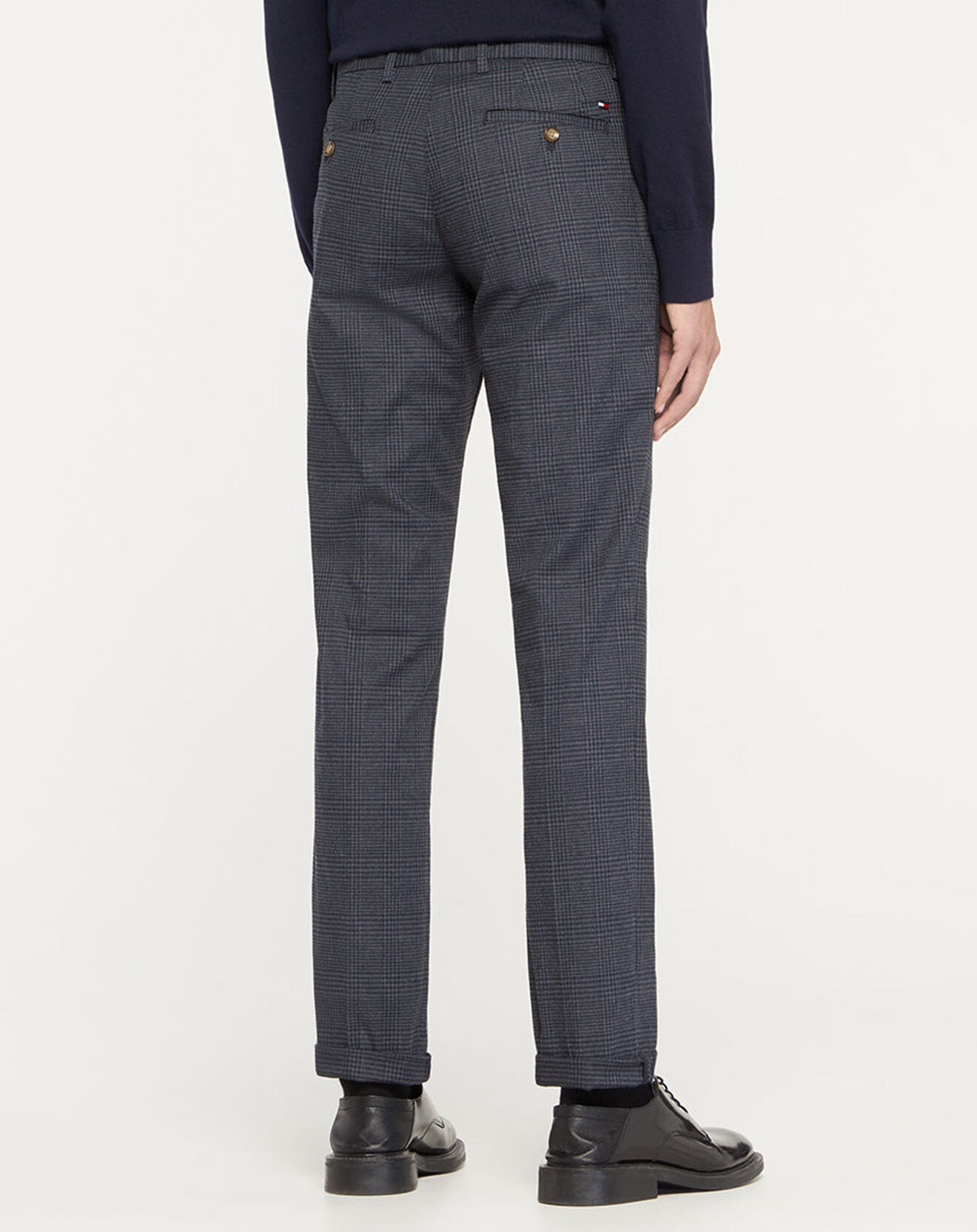 Tommy Hilfiger Pantalon droit Denton Look Check bleu foncé
