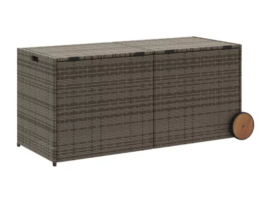 Boîte de rangement de jardin et roues gris 283L résine tressée