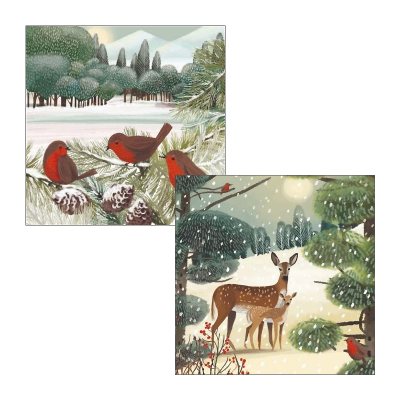 Trad Robins & Deer Wallet X10 Cards: Christmas Cards