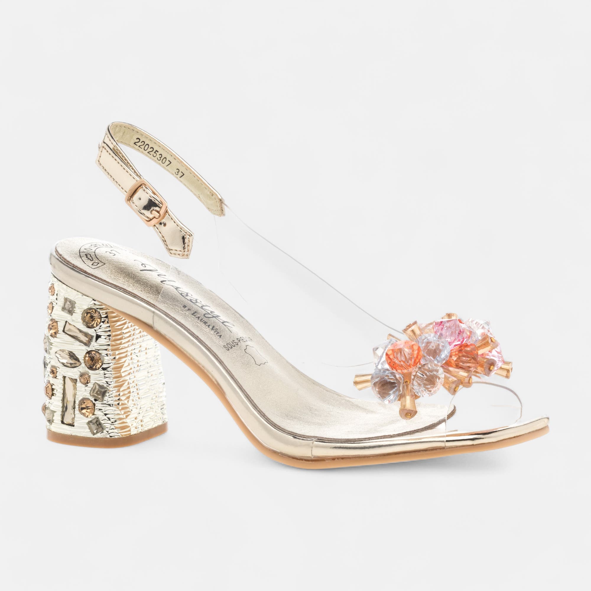 Nu-pieds à talon Femme or