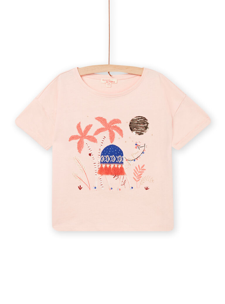 T-shirt manches courtes à sequins réversibles enfant fille