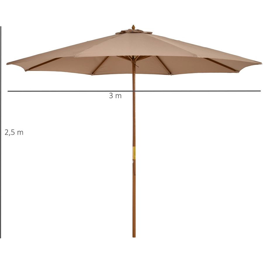 Outsunny Sonnenschirm aus Holz khaki