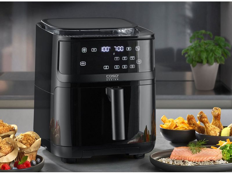 Caso Heissluft-Fritteuse AirFry & Steam 700 1.3 kg, Schwarz Kombi-Heissluftfritteuse mit Dampfgar-Funktion