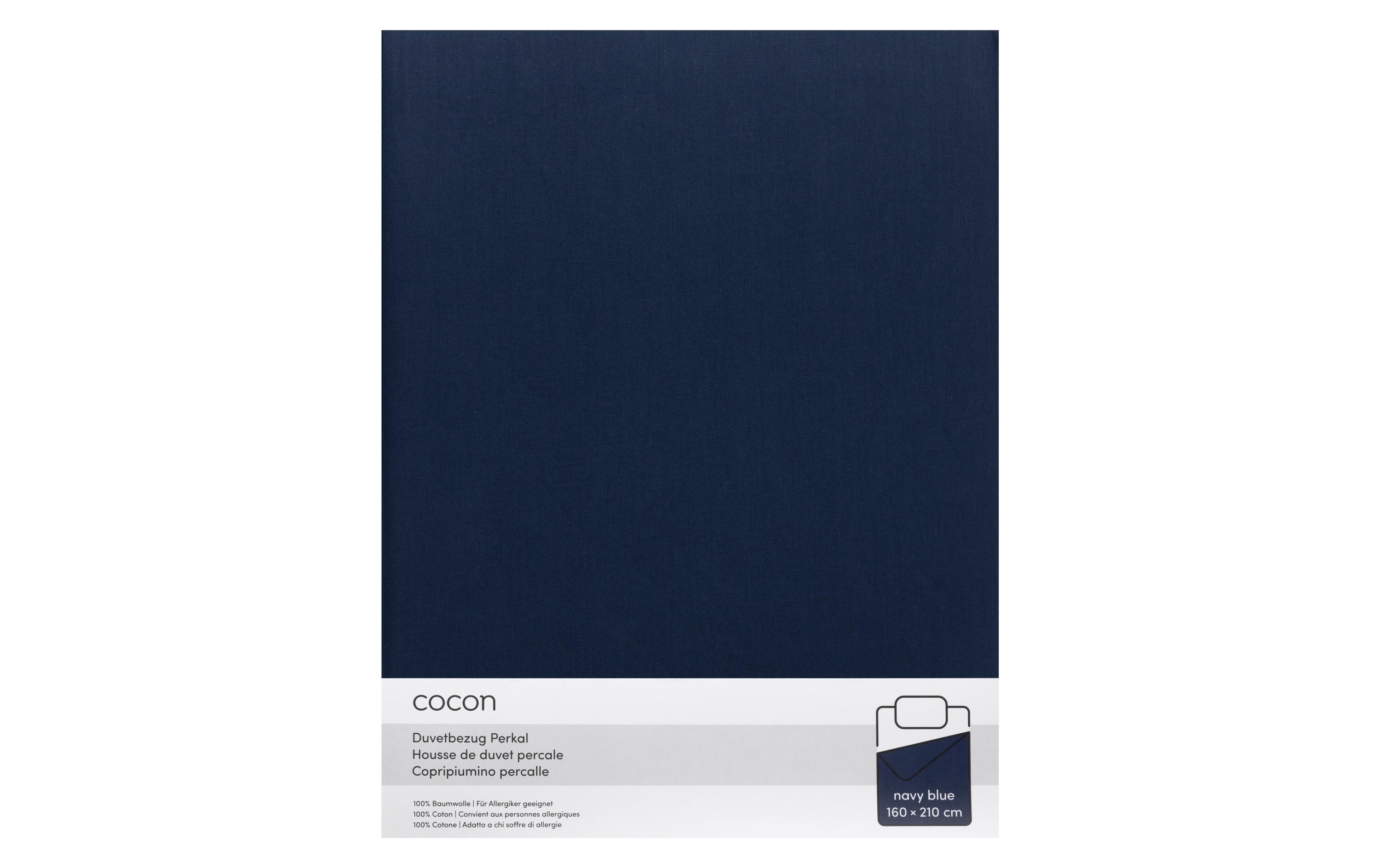 Duvetbezug Perkal 160 x 210 cm, MarineblauBettbezug aus reinem Baumwollperkal