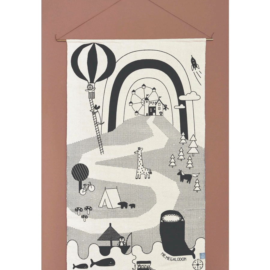 OYOY Vorleger Mr. Megalodon Adventure Rug off-white black