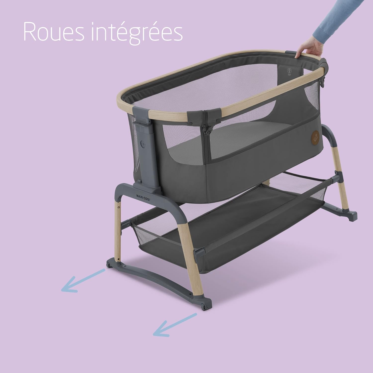 Maxi-Cosi Iora Berceau Cododo, Lit Cododo Bebe Pliable, 0-6 Mois, 9 kg Max, 4 Inclinaisons et 5 Hauteurs, Système Coulissant, Matelas Confort, Grand Panier, Facile à Transporter, Essential Graphite