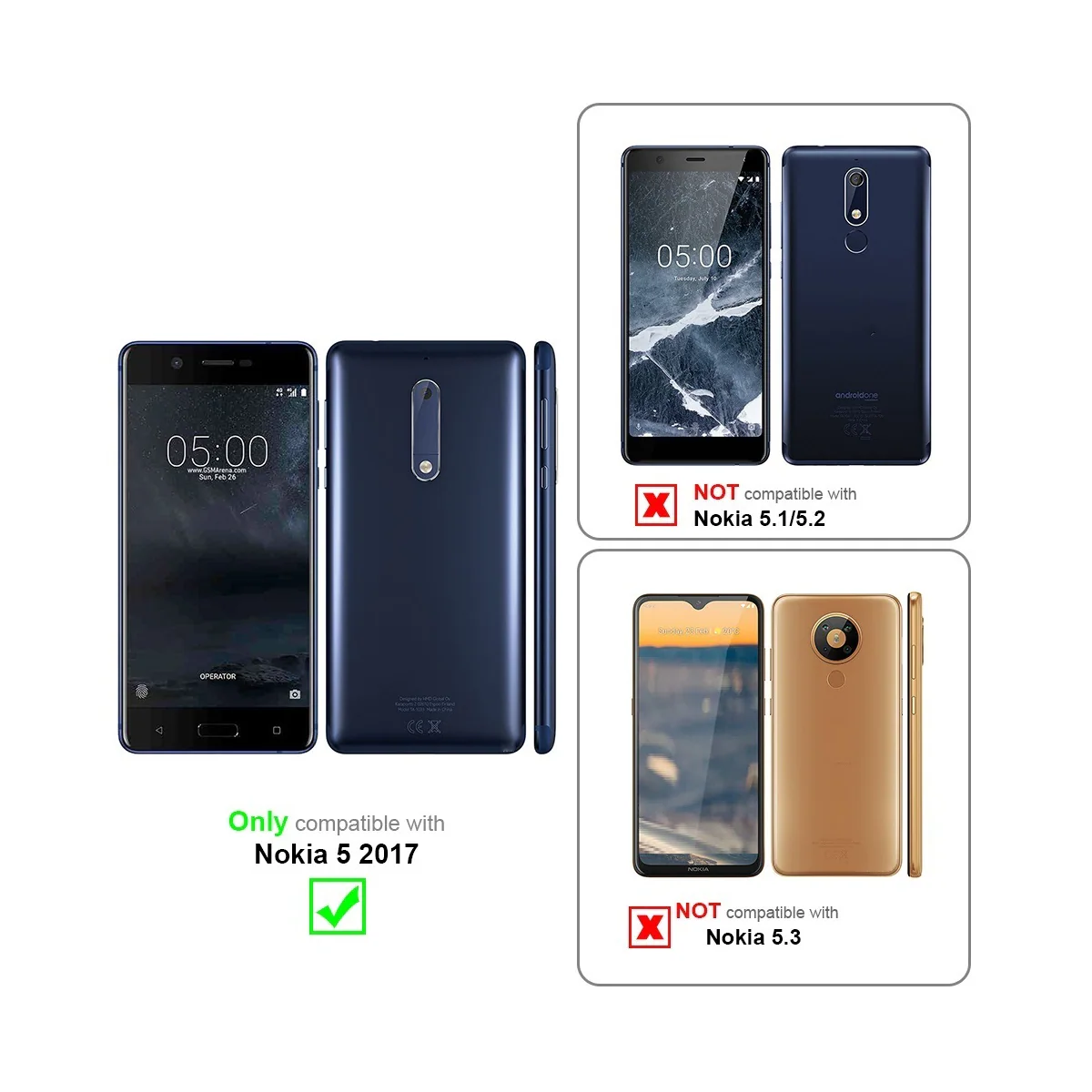 Nokia 5 2017 Skjermbeskytter Skärmskydd (svart)