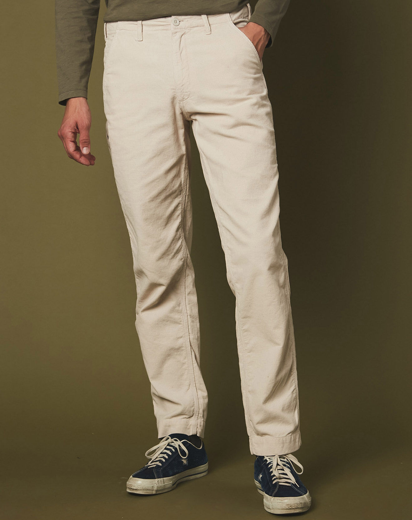 Hartford Pantalon en Velours côtelé Theo craie