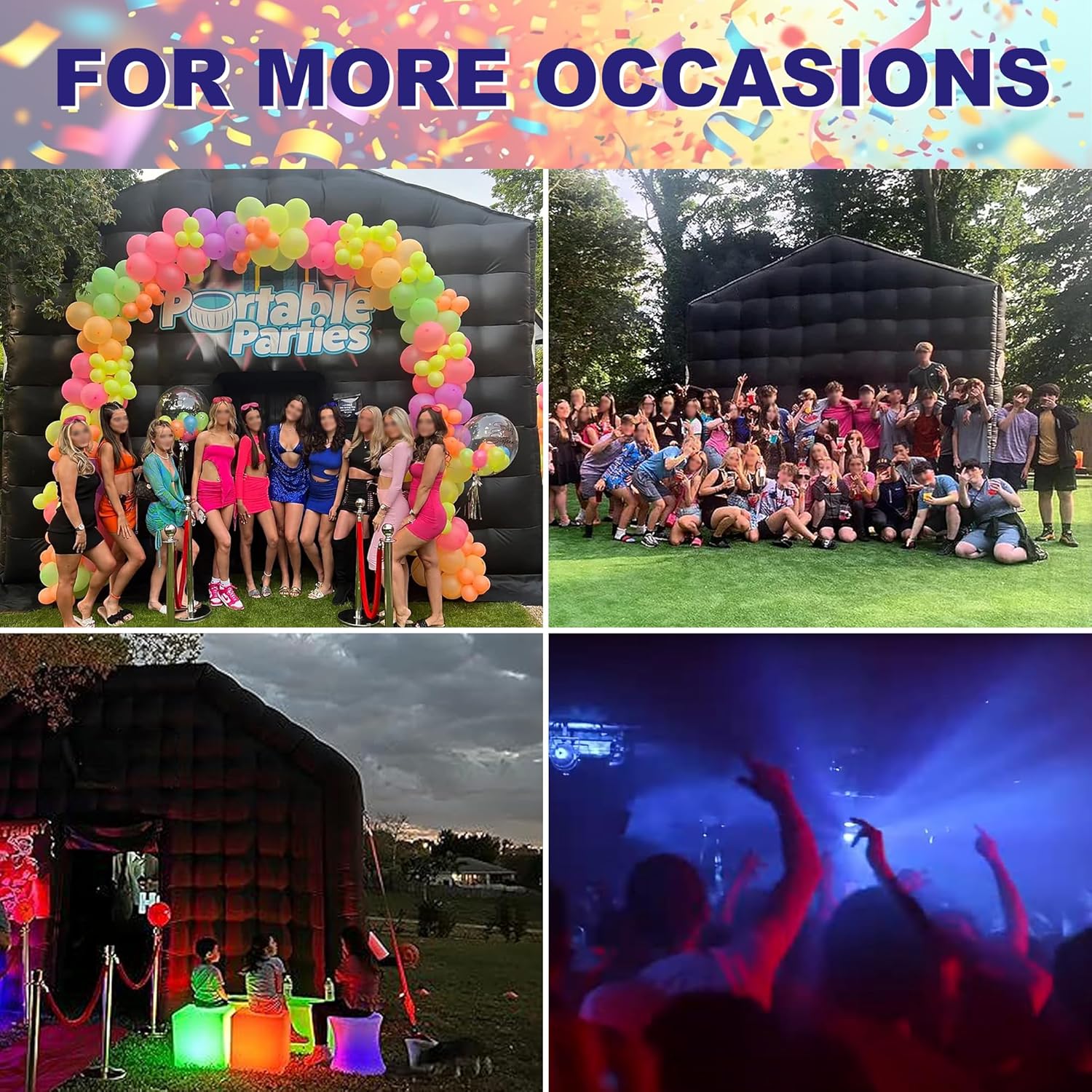 SAYOK Aufblasbares Disco-Zelt 5.4m Nightclub Party Cube Zelt Großes tragbares Veranstaltungshaus mit Logo-Bereich für Geburtstag, Schulveranstaltungen, Hinterhof-Party, Vermietung Geschäft (Black)