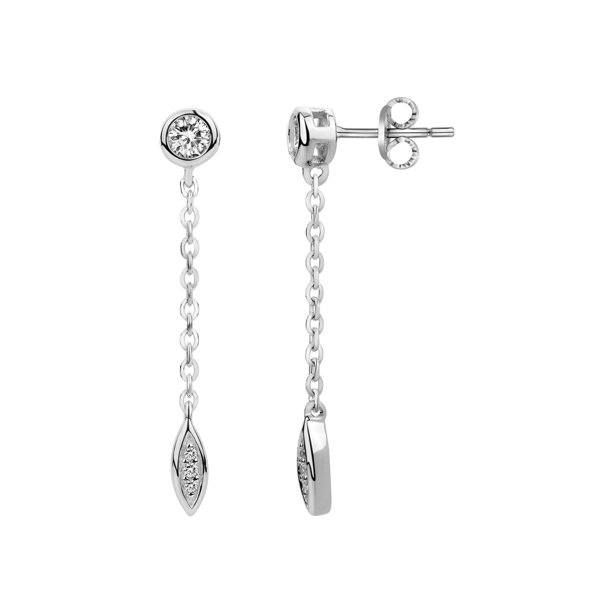 Boucles d'oreilles pendantes en Argent avec oxyde de zirconium blanc