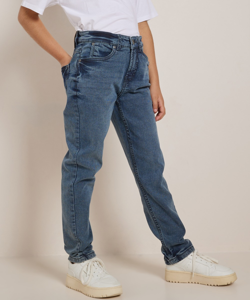 regular tapered fit stretch jeans