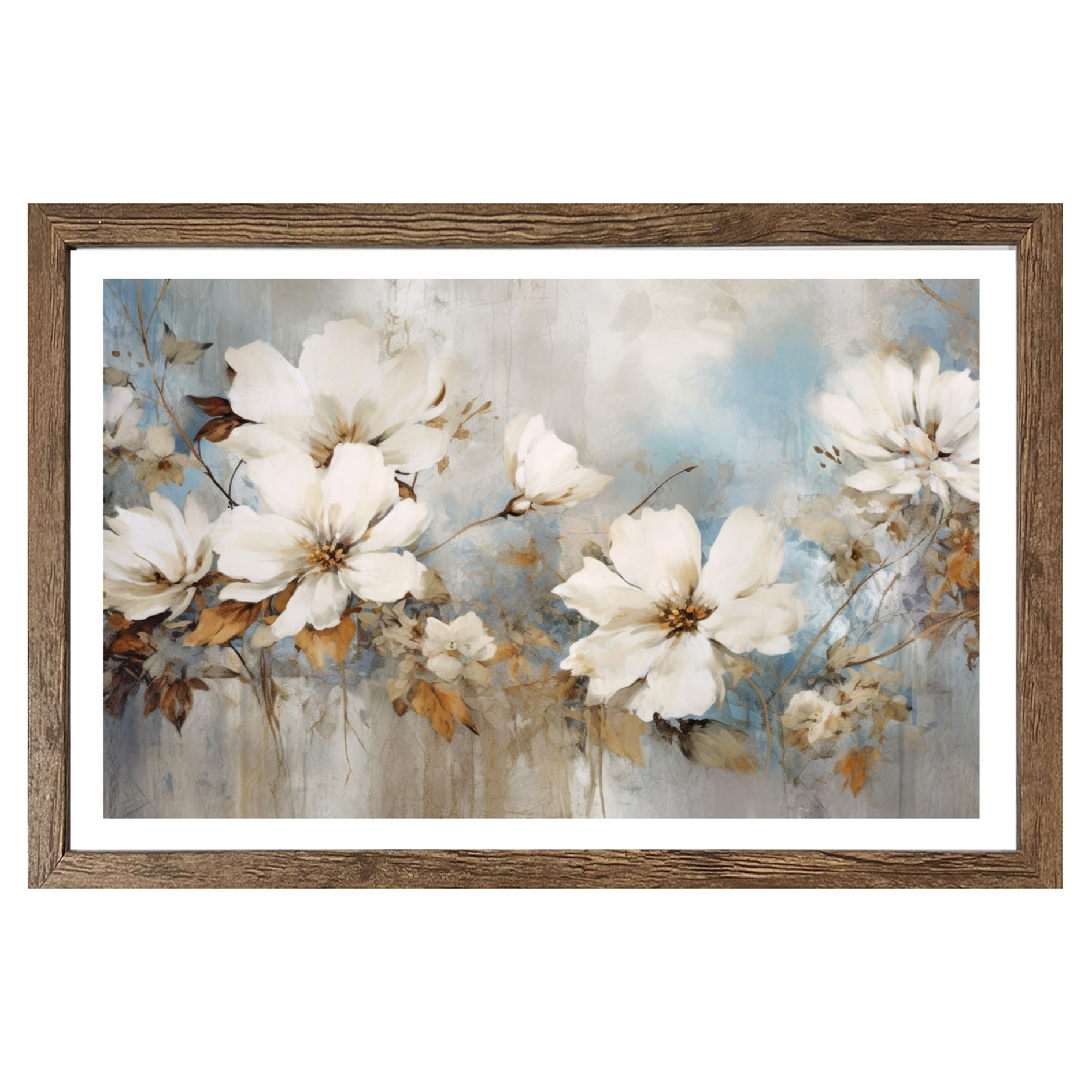 Gerahmtes Bild/Cheb WEIßE BLUMEN - 70x50 cm