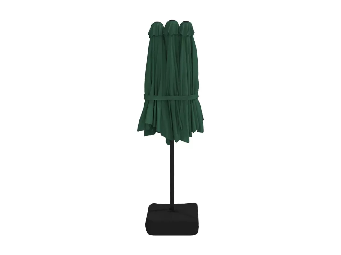 Parasol à double tête avec LED vert 449x245 cm