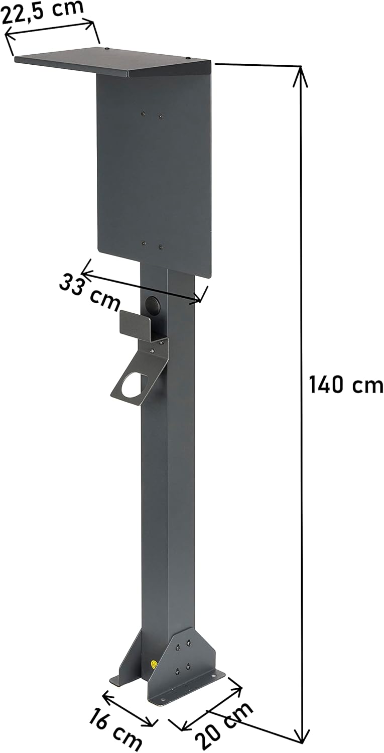 Universeller Hochwertiger Wallbox-Standfuß aus Aluminum mit Dach und EV kabelhalter (Aluminum, Anthrazit, Dach)