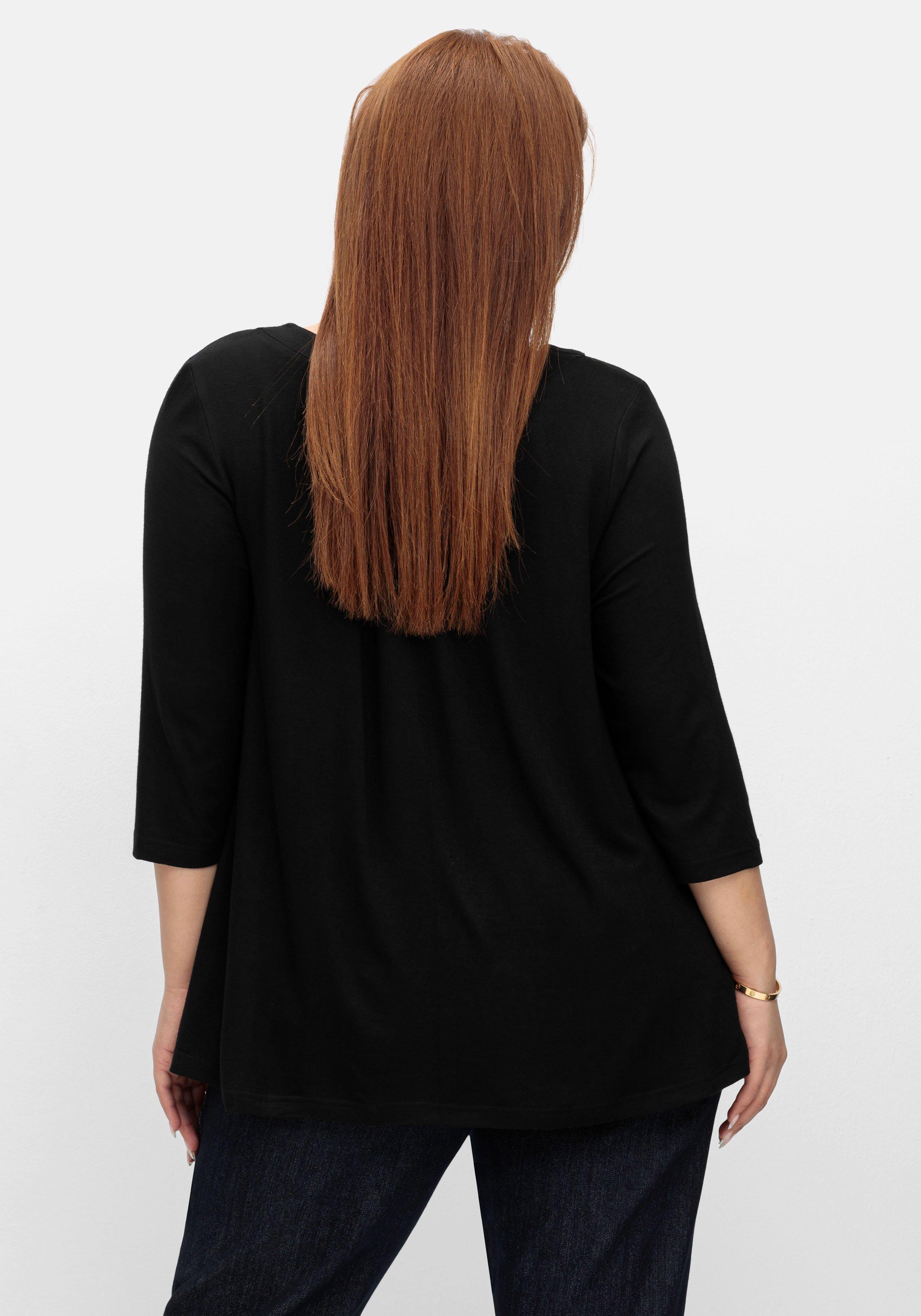 3/4-Arm-Shirt in Petite Passform, in weiter A-Linie