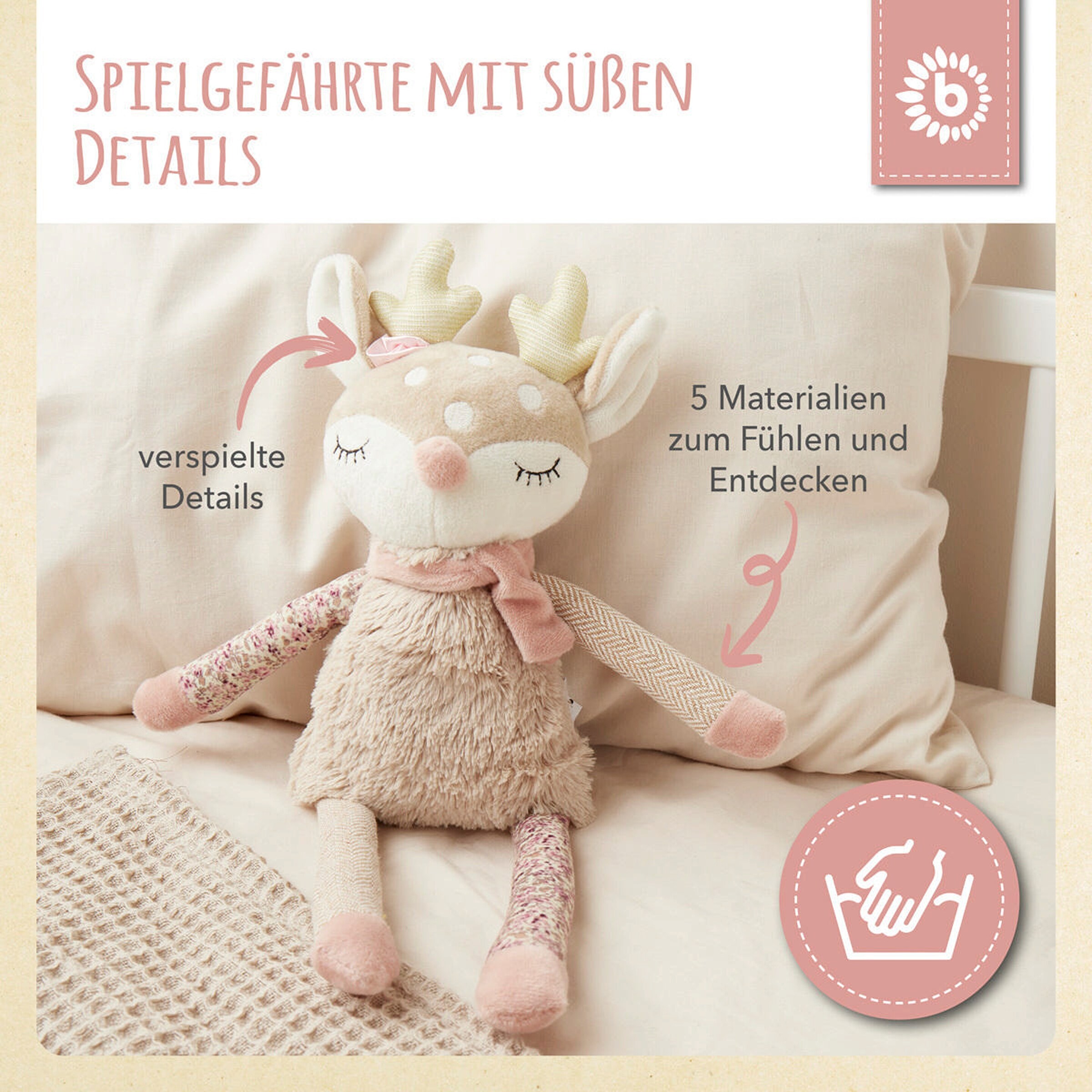 Bieco Kuscheltier Großes Reh - ab Geburt Beige
