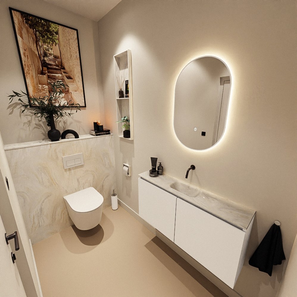 Mondiaz Hope toiletplaat solid surface 100x125cm ostra voorgeboord