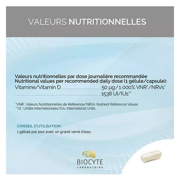 Biocyte Vitamina D3 2000 UI Lipossomal Imunidade e Manutenção Óssea 30 Cápsulas
