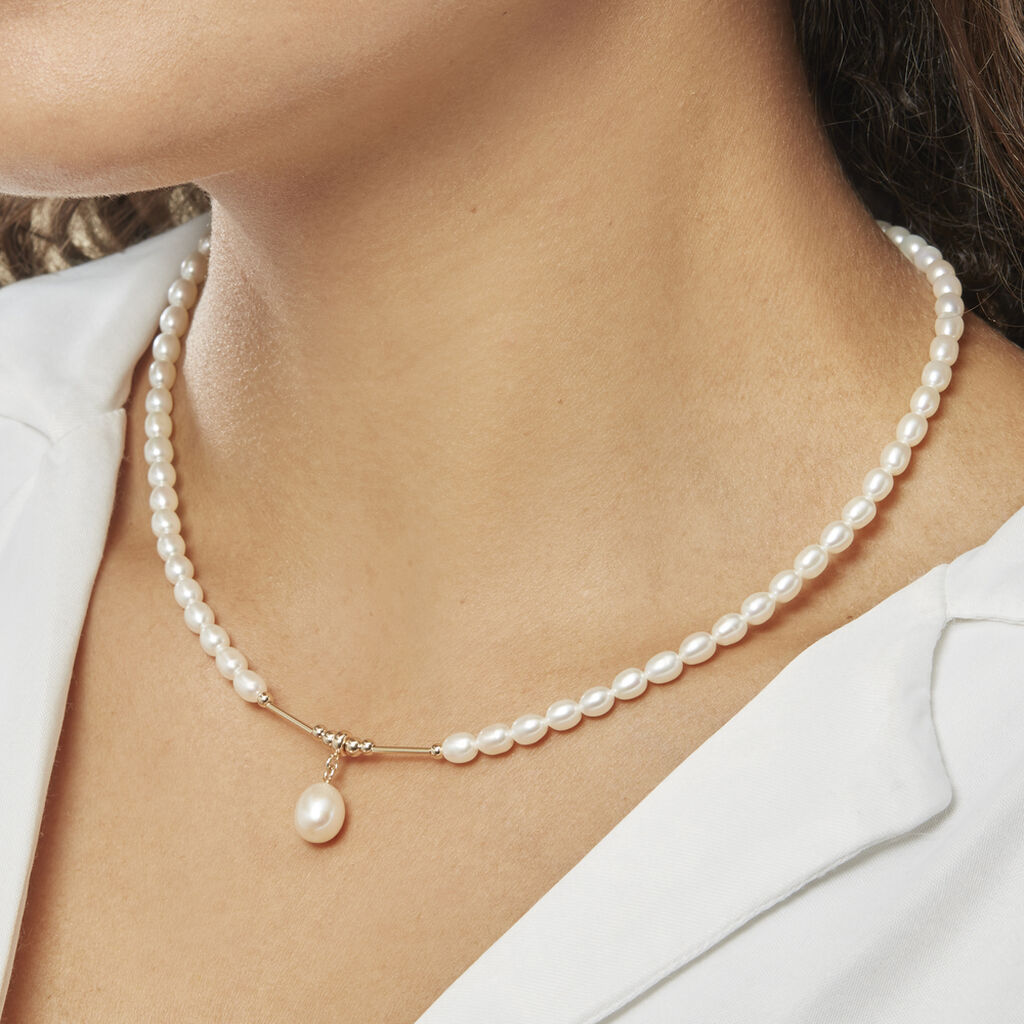 Collier Emma-lisa Or Jaune Perle De Culture