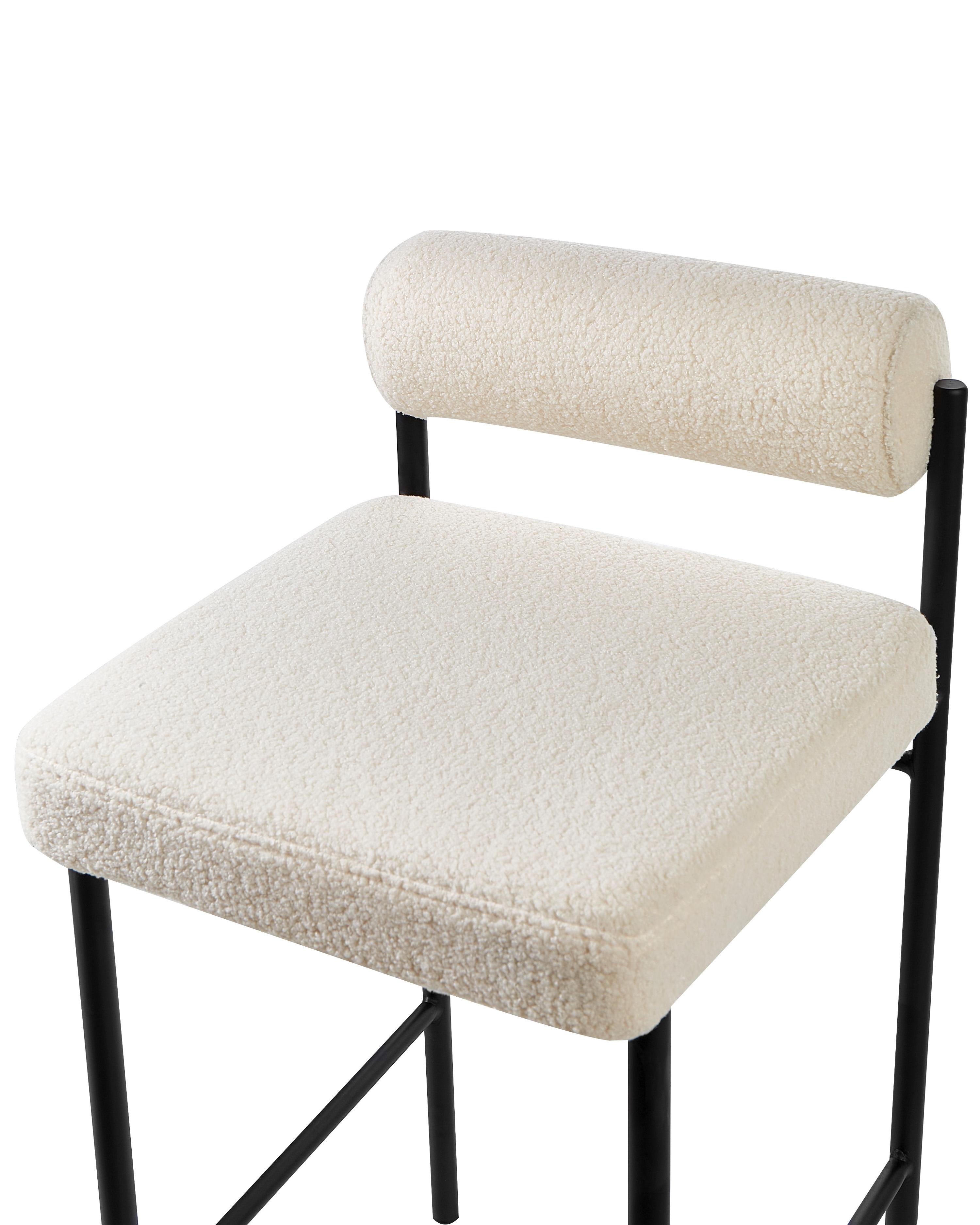 Set van 2 barstoelen AMAYA Bouclé Gebroken wit