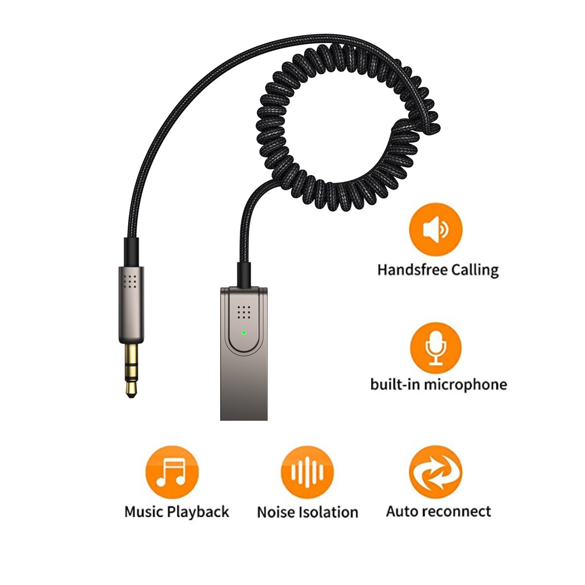 Bluetooth Aux-kabel til bilen Grå