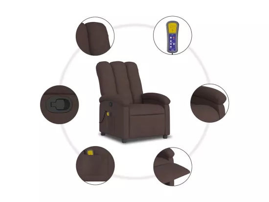 Fauteuil massant inclinable Marron foncé Tissu