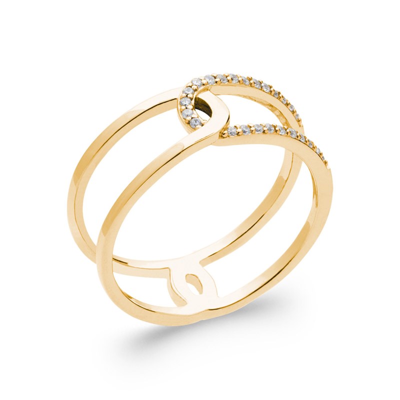 Bague Femme - Plaqué Or - Oxyde de zirconium
